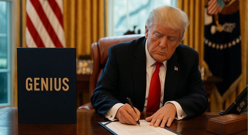 അമേരിക്കയെ ക്രിപ്റ്റോ തലസ്ഥാനമാക്കുമെന്ന് ട്രംപ്; ജീനിയസ് ആക്ടിൽ ഒപ്പുവച്ചു