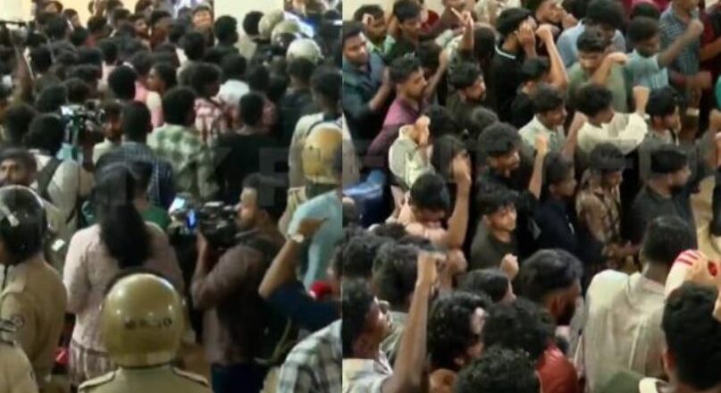 കേരള സർവകലാശാലയിൽ വൈസ് ചാൻസലർ മോഹനൻ കുന്നുമ്മലിനെതിരെ എസ്എഫ്ഐ പ്രതിഷേധം