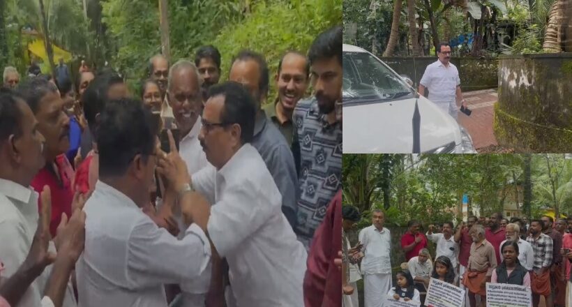 മാലിന്യ പ്രശ്നത്തെച്ചൊല്ലി പ്രതിഷേധം; കെ പി മോഹനന്‍ എംഎല്‍എയെ കയ്യേറ്റം ചെയ്ത് നാട്ടുകാര്‍