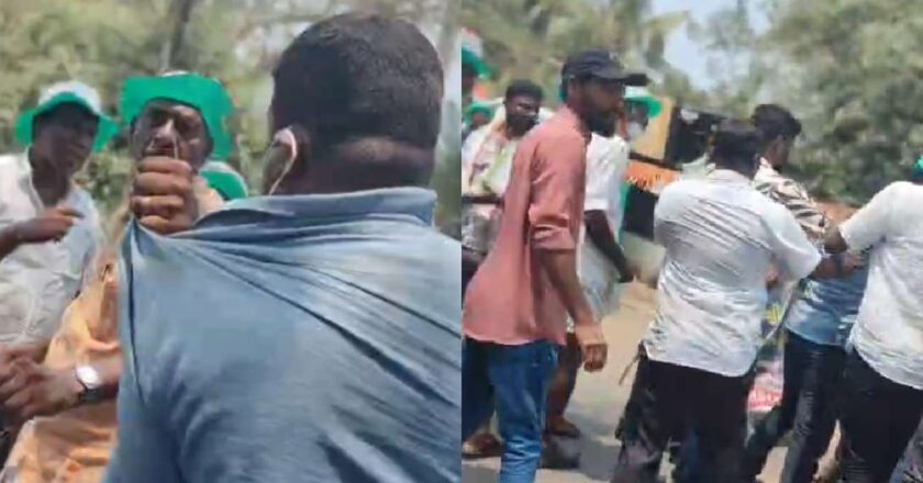 ഫ്‌ളക്‌സ് ബോർഡുകൾ നീക്കാൻ എത്തി; ഇലക്ഷൻ സ്‌ക്വാഡ് ഉദ്യോഗസ്ഥരെ മർദ്ദിച്ച് കോൺഗ്രസ് പ്രവർത്തകർ